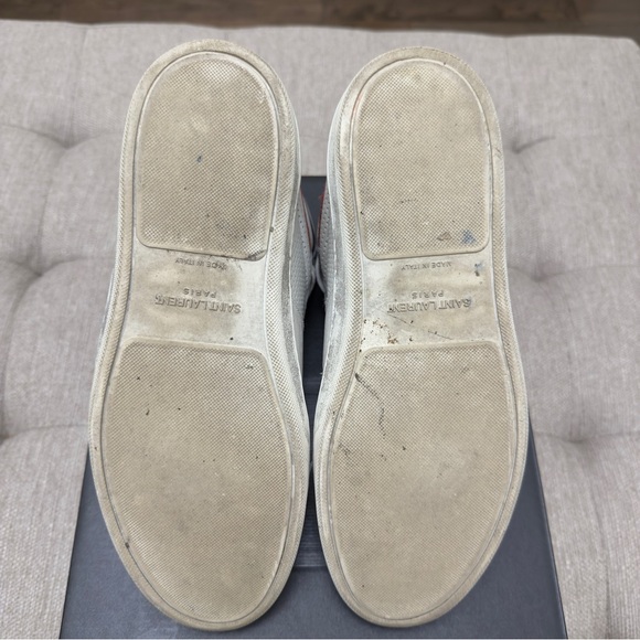 Saint Laurent Men’s SL10H Distressed High Tops with Blue & Red stripe sz 41 - Picture 8 of 14